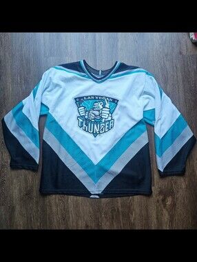 Vintage Las Vegas Thunder Jersey 1990s Mens M Bauer White Bear Flaws BlueHas p